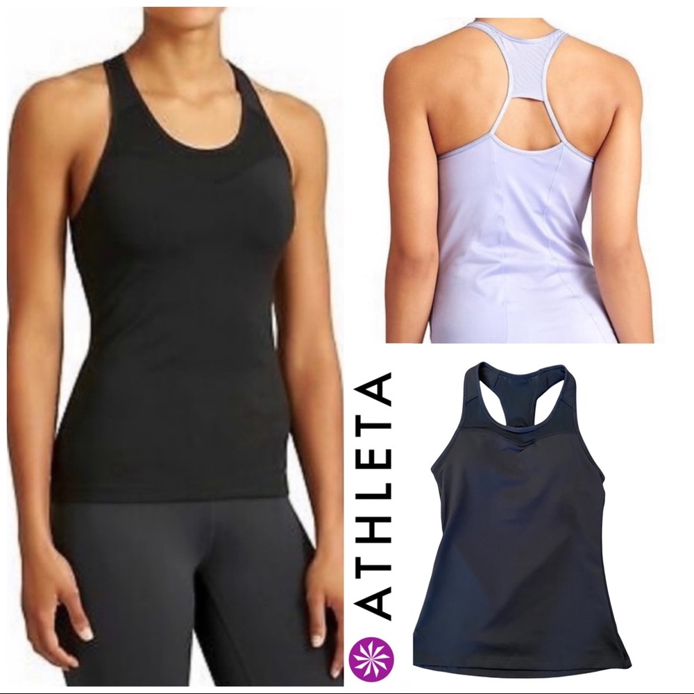 Athleta NWOT Black Spiral Support Racerback Tank Top With Built in Bra XXS